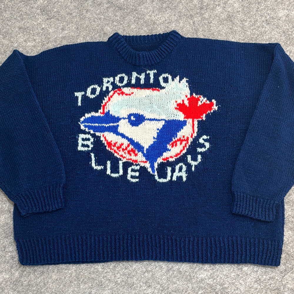 Vintage Home Knit Toronto Blue Jays Navy Sweater - Picture 3 of 7